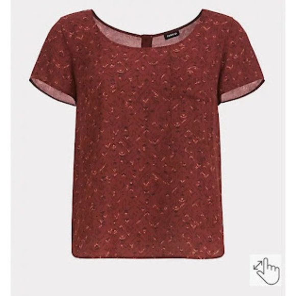 Torrid Abbey Geo Georgette Button Back Plus Size Top Flowy Wrinkle Free Western - Picture 2 of 12